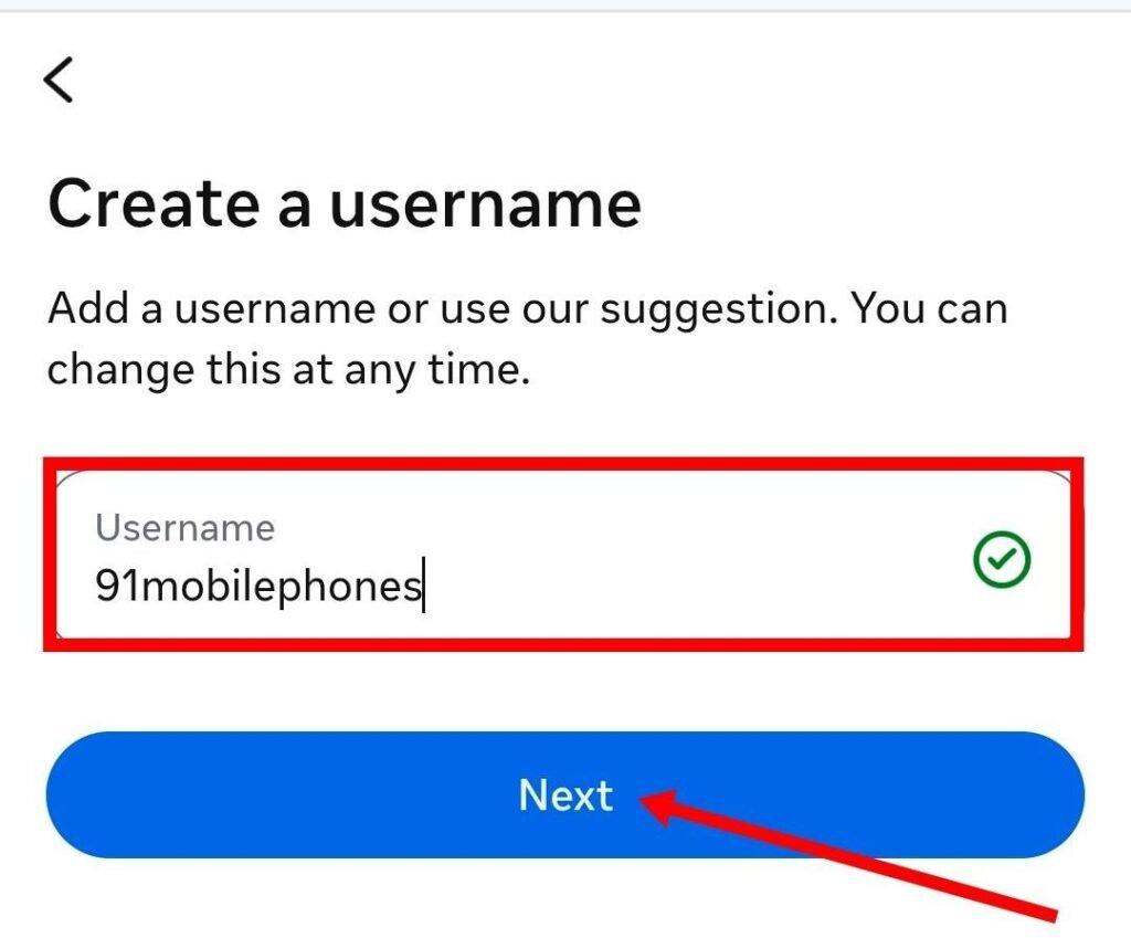 instagram account ka username set kare