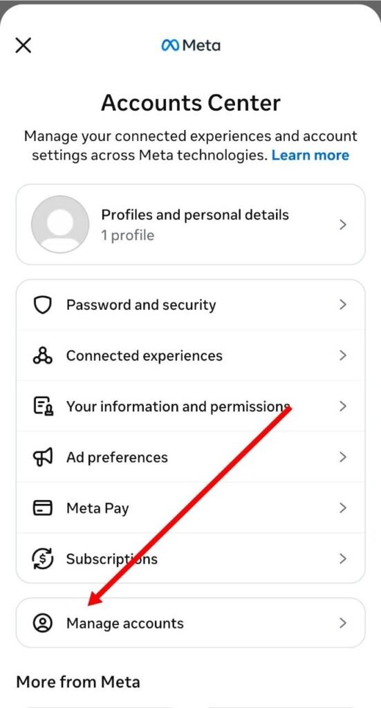 manage account par click kare