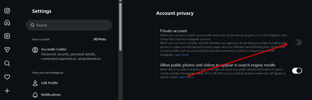 private account enable kare