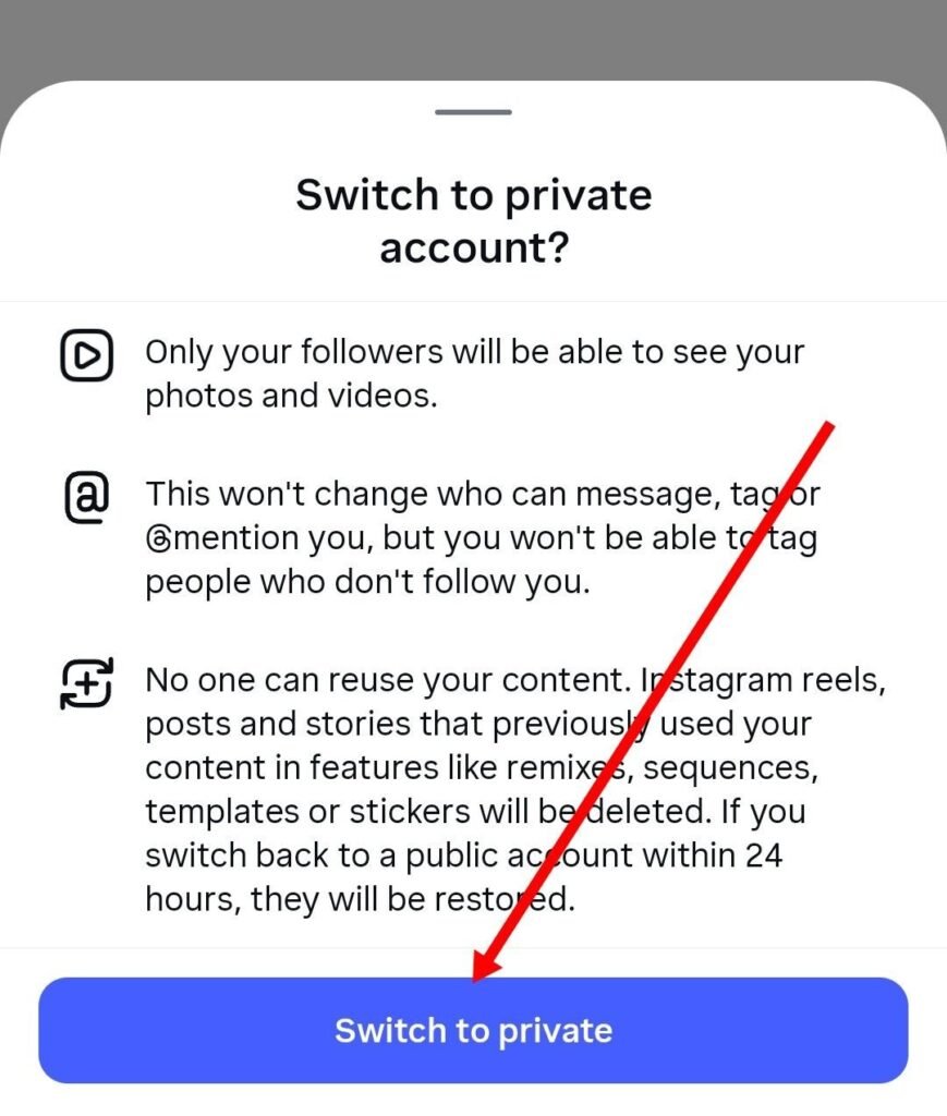 switch to private par click kare