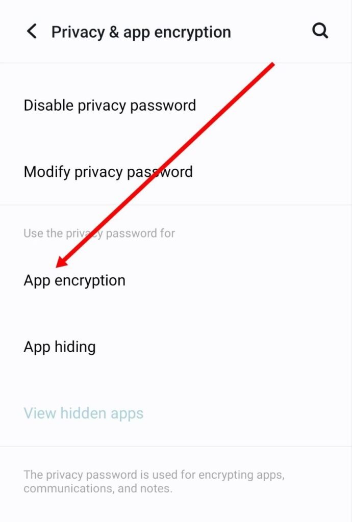 App encryption par click kare