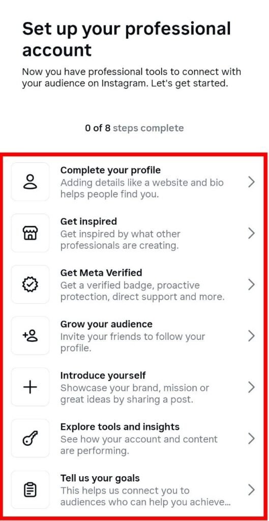 Set up your professional account