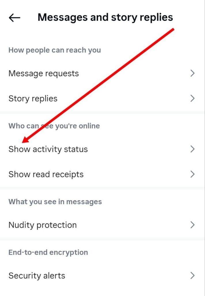 Show activity status par click kare
