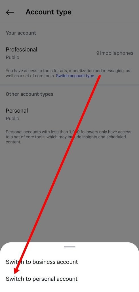 Switch to personal account par click karen