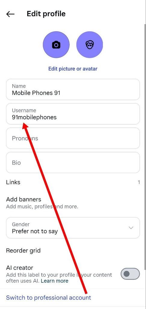 Username par click kare