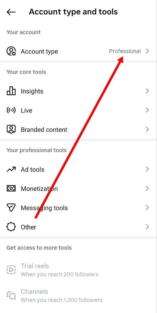 account type par click kare