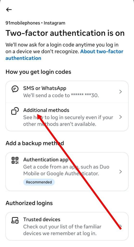 additional methods par click kare