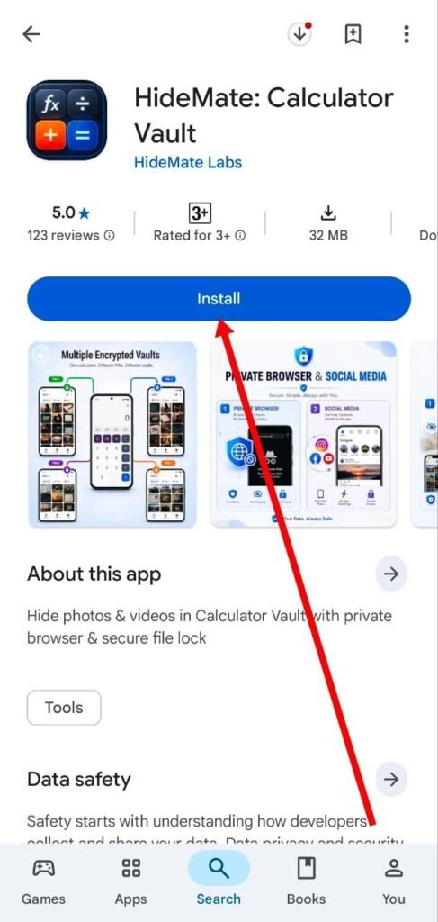 app hide karne ka app install kare