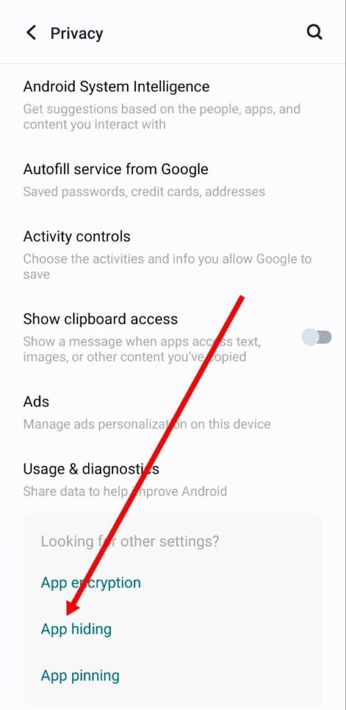 app hiding par click kare