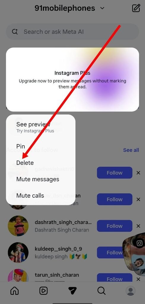 chat delete par click kare