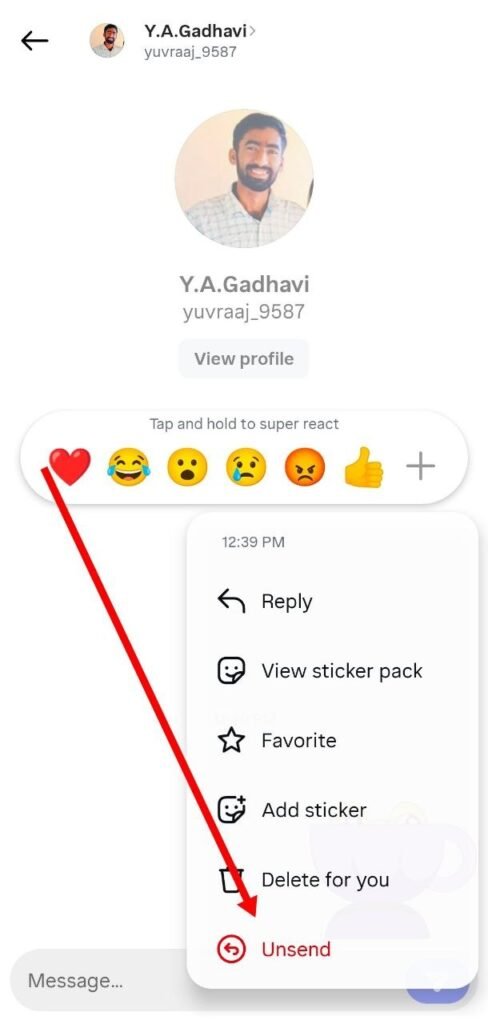 chat me unsend par click kare