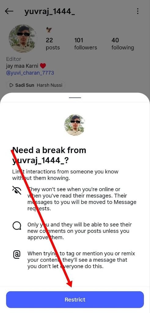 confirmation me restrict par click kare