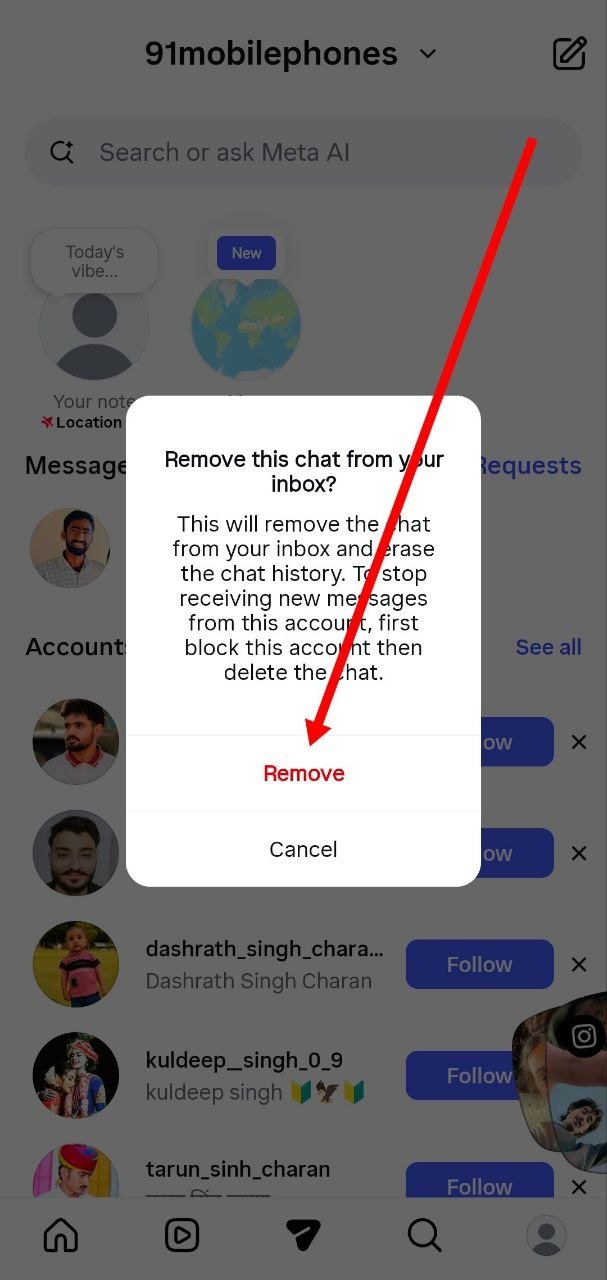confirmation popup me remove par click karo