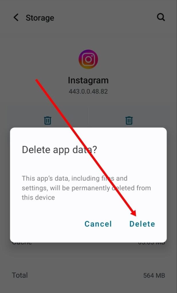 delete app data par click kare