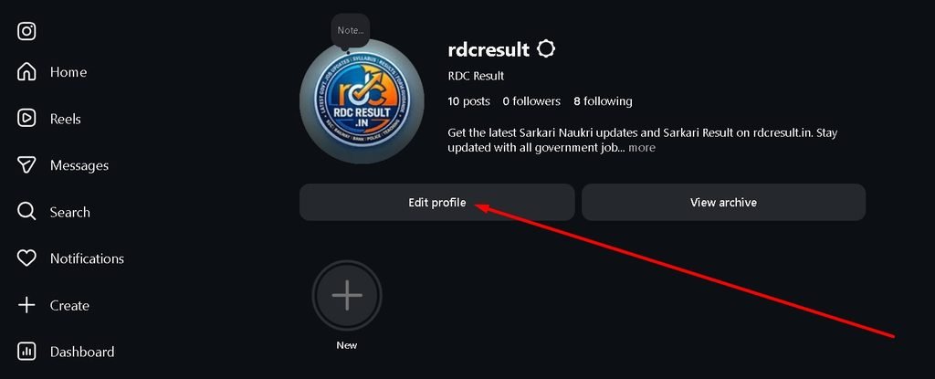 desktop me edit profile par click kare