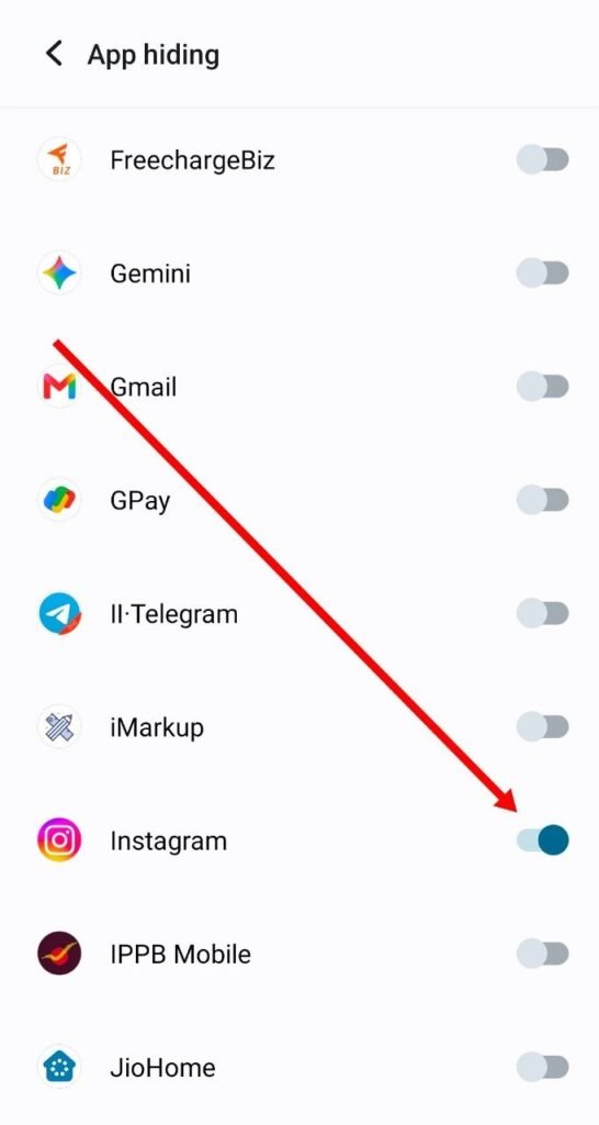 instagram ko hide kare