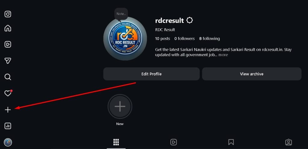 instagram me plus icon par click kare