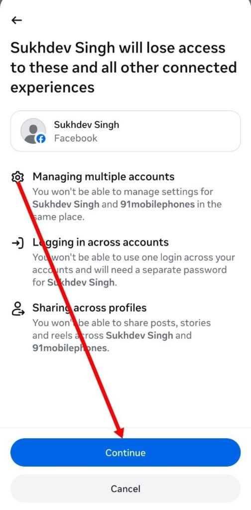 lose access wale page me continue par click kare