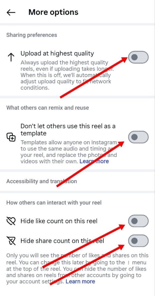 more option ki setting kare