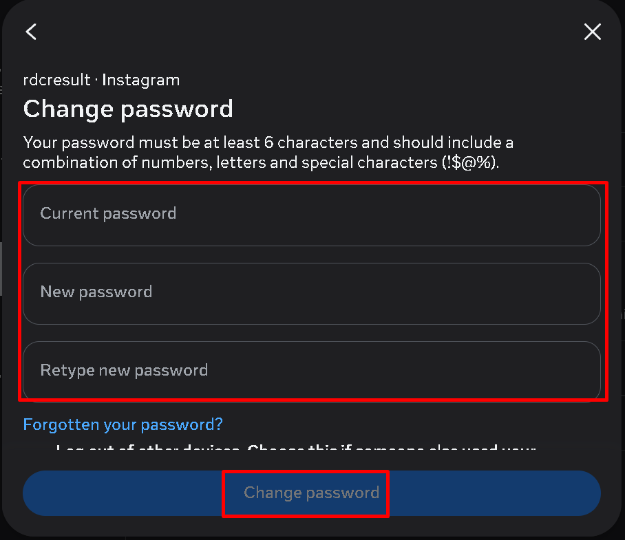 new password set kare