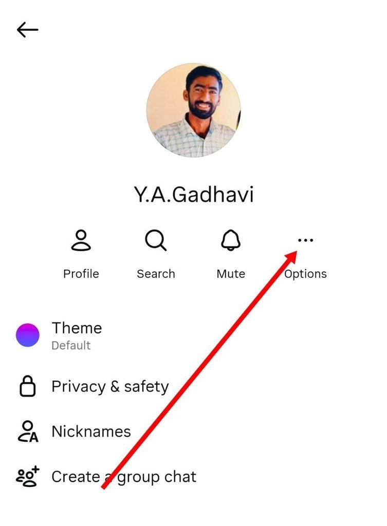 options ke 3 dots par click kare