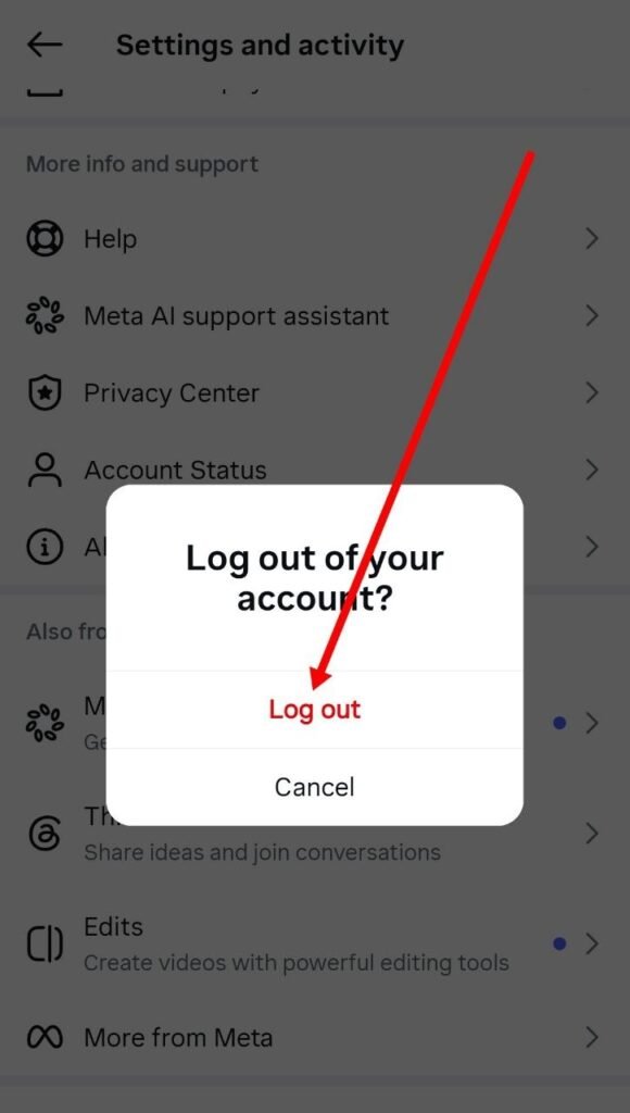 popup me logout par click kare