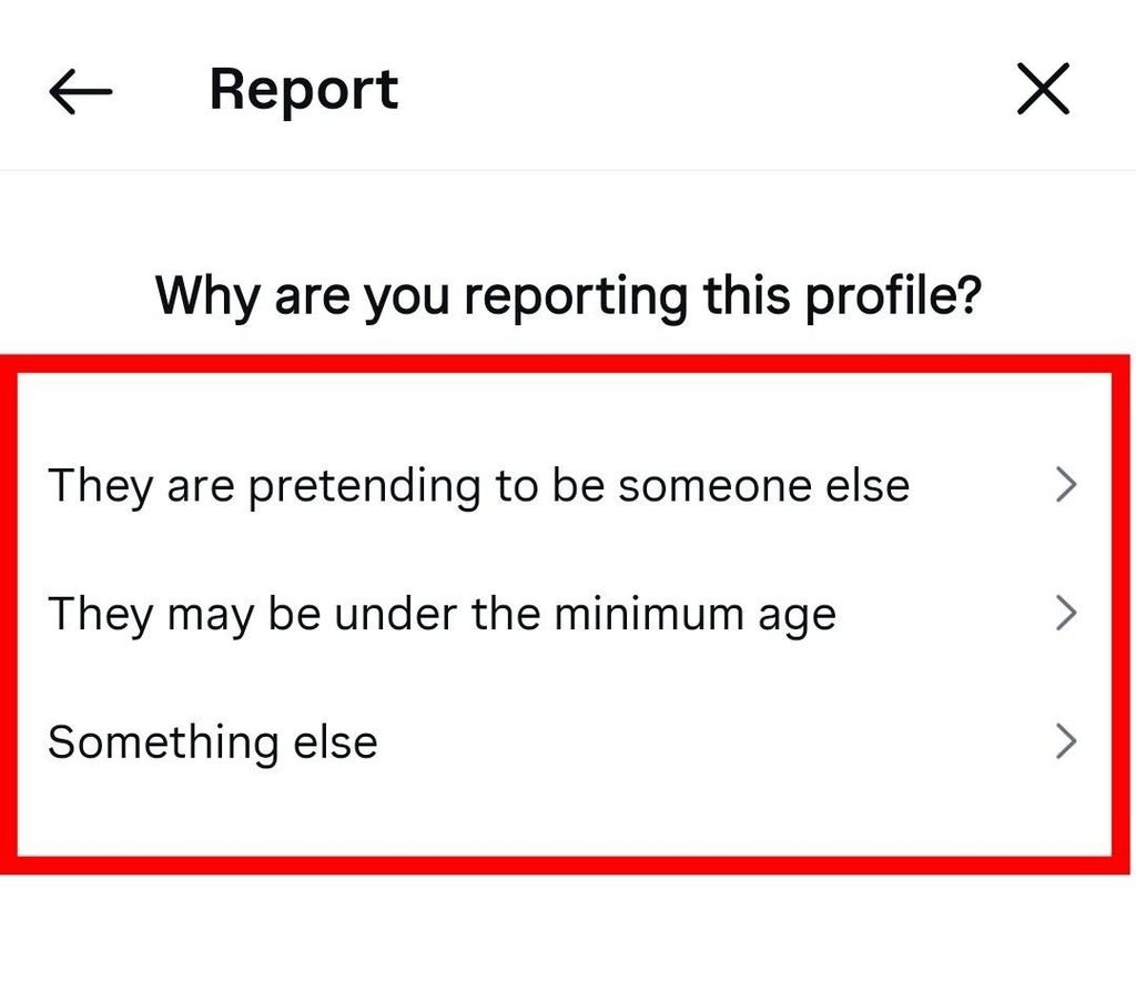 profile report ka reason select kare
