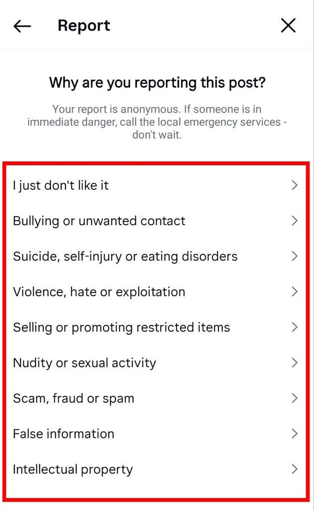 report ka reaason select kare