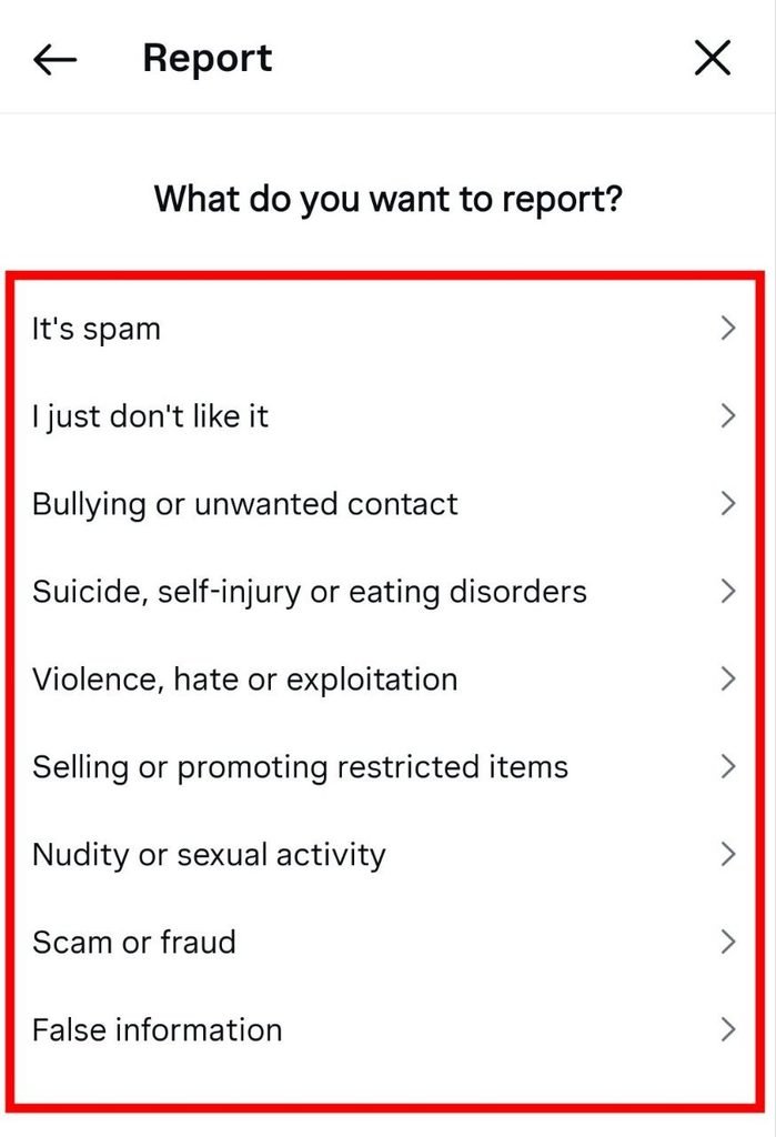 report krne ka reason select karen