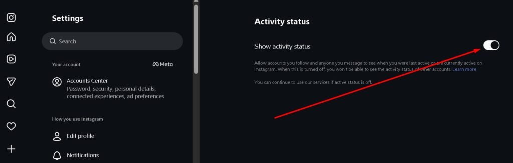 show activity status disable kare 1