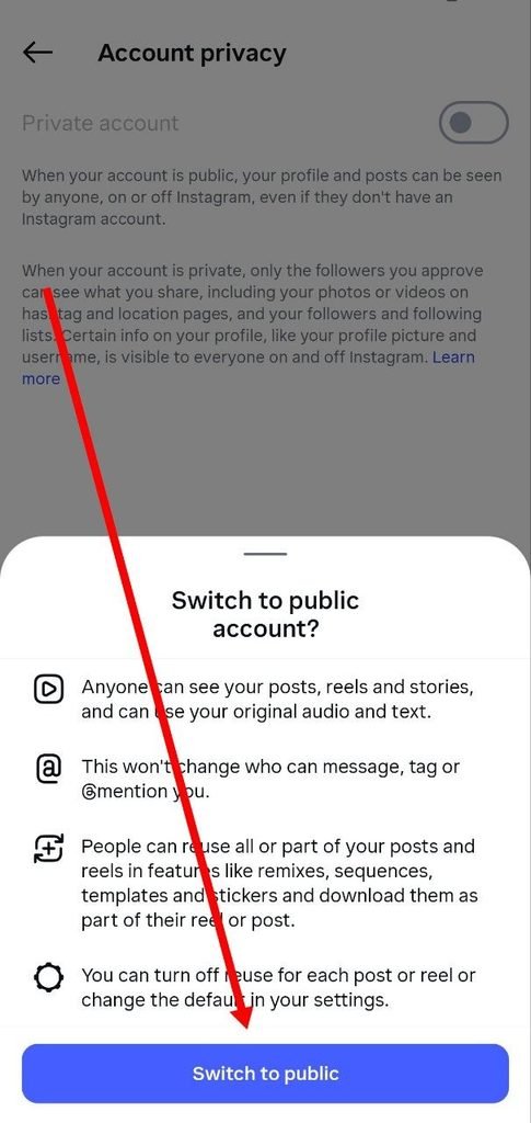 switch to public par click kare 1