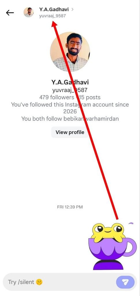 user ke profile name par click kare